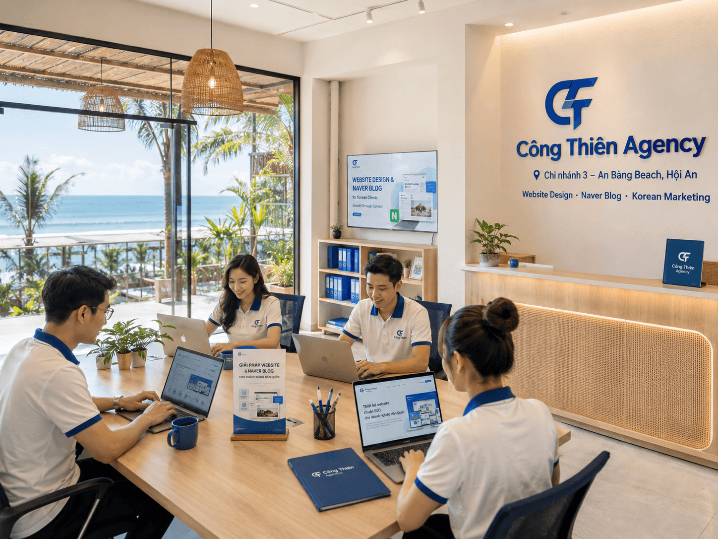 Đội ngũ Công Thiên Agency làm việc tại An Bàng