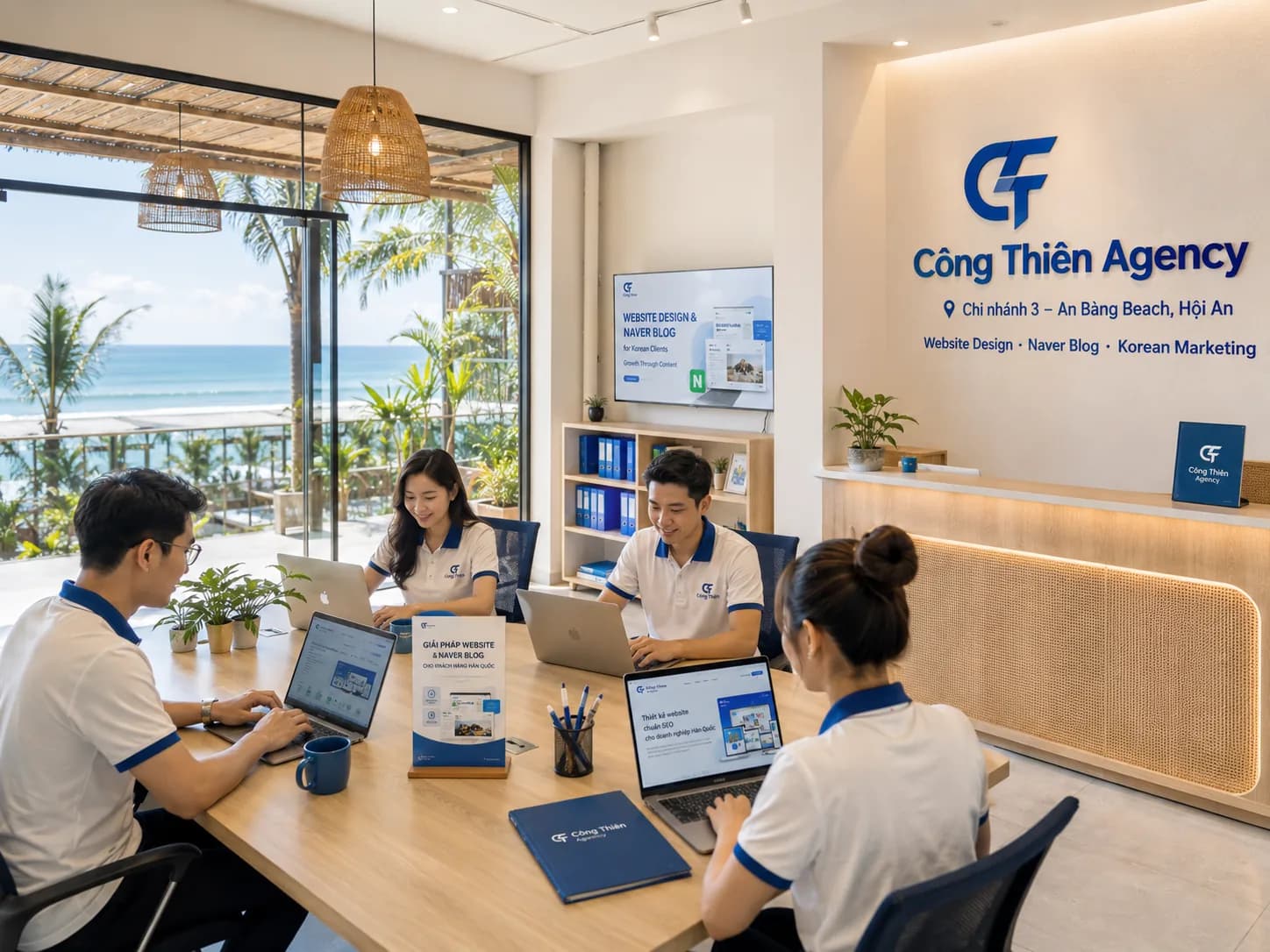 Đội ngũ Công Thiên Agency làm việc tại An Bàng
