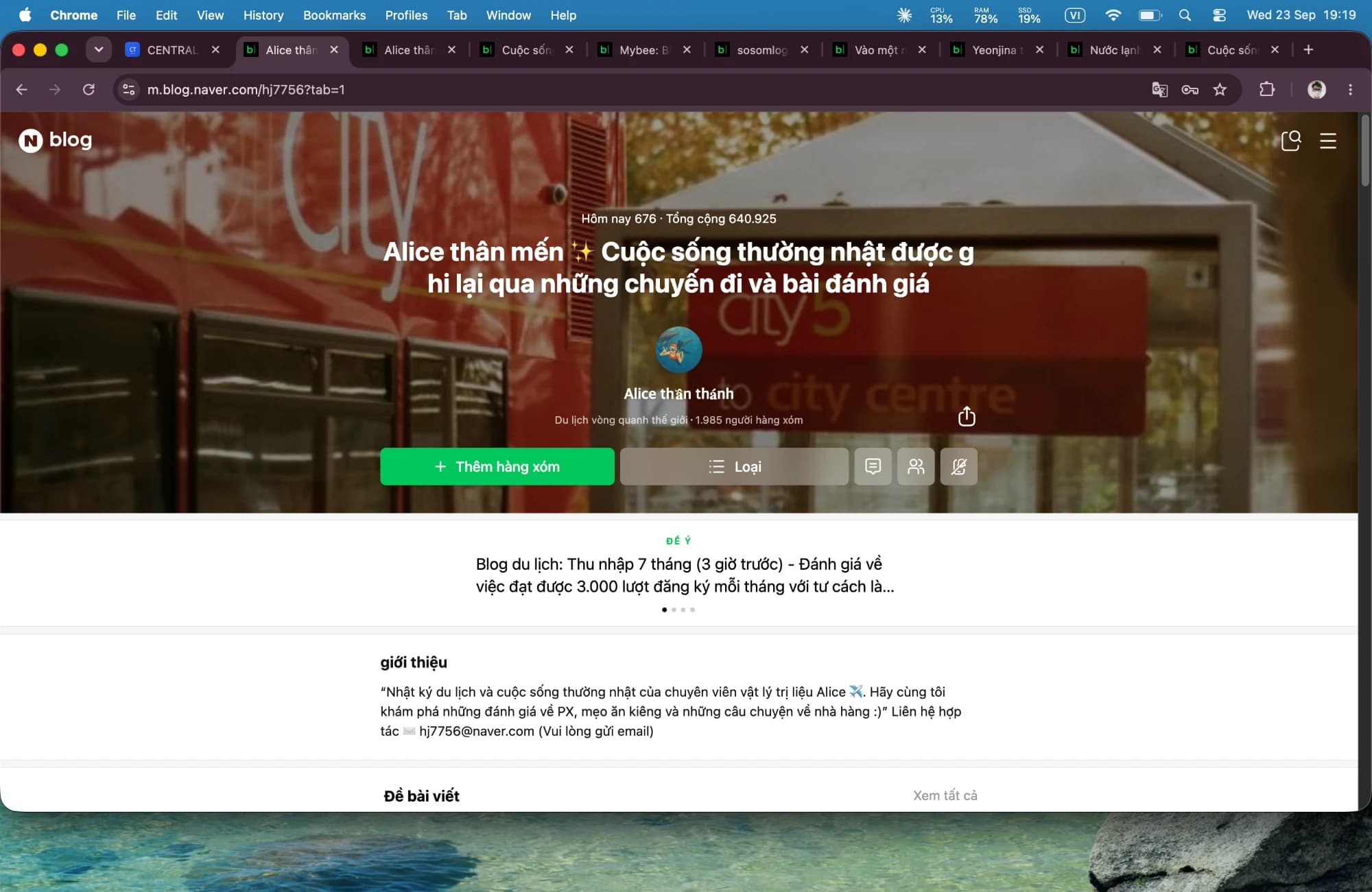 Hồ sơ Naver Blog Alice