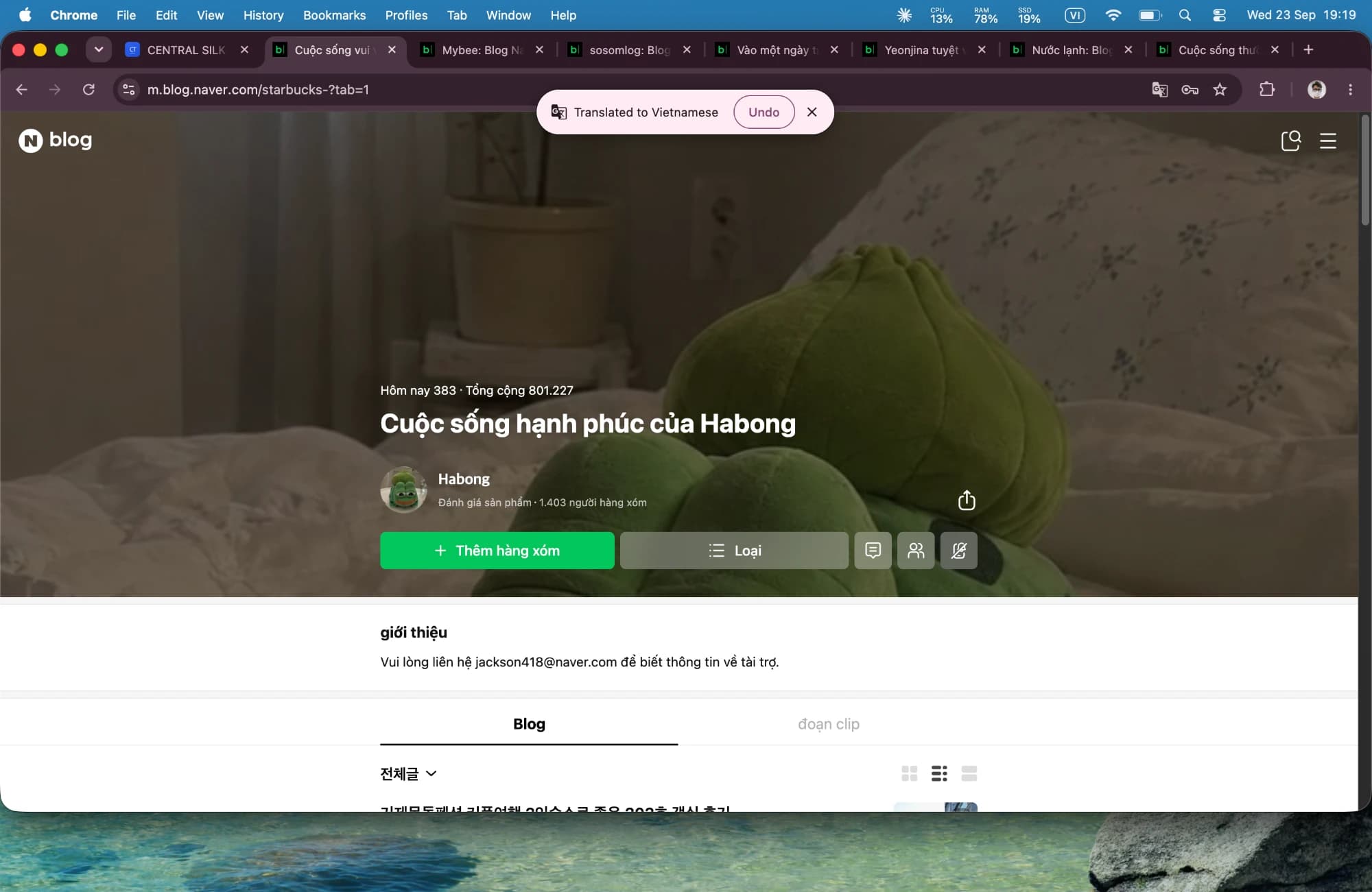 Hồ sơ Naver Blog Habong